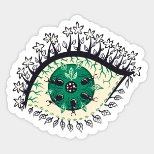 Psychedelic Eye With Leaves And Bugs Sticker